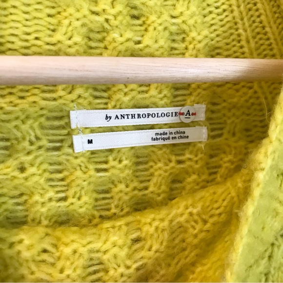 Anthropologie neon yellow oversized knit sweater - Picture 5 of 11